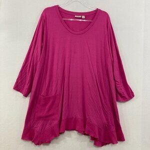 LOGO Lori Goldstein size 2X Pink Magenta Soft Stretch Flowy Tunic Feminine